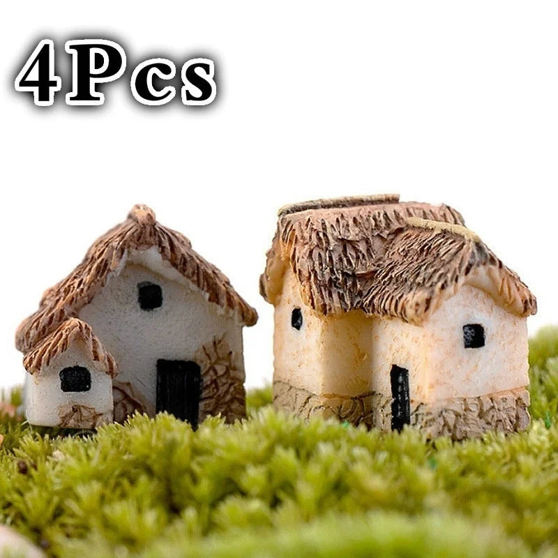 Carvallo FairyHome Set Miniatyrhus 4-pack | Feingård & Dekorationsfigurer | Harts | 2x2x1,5 cm | För DIY & Sagoträdgårdar
