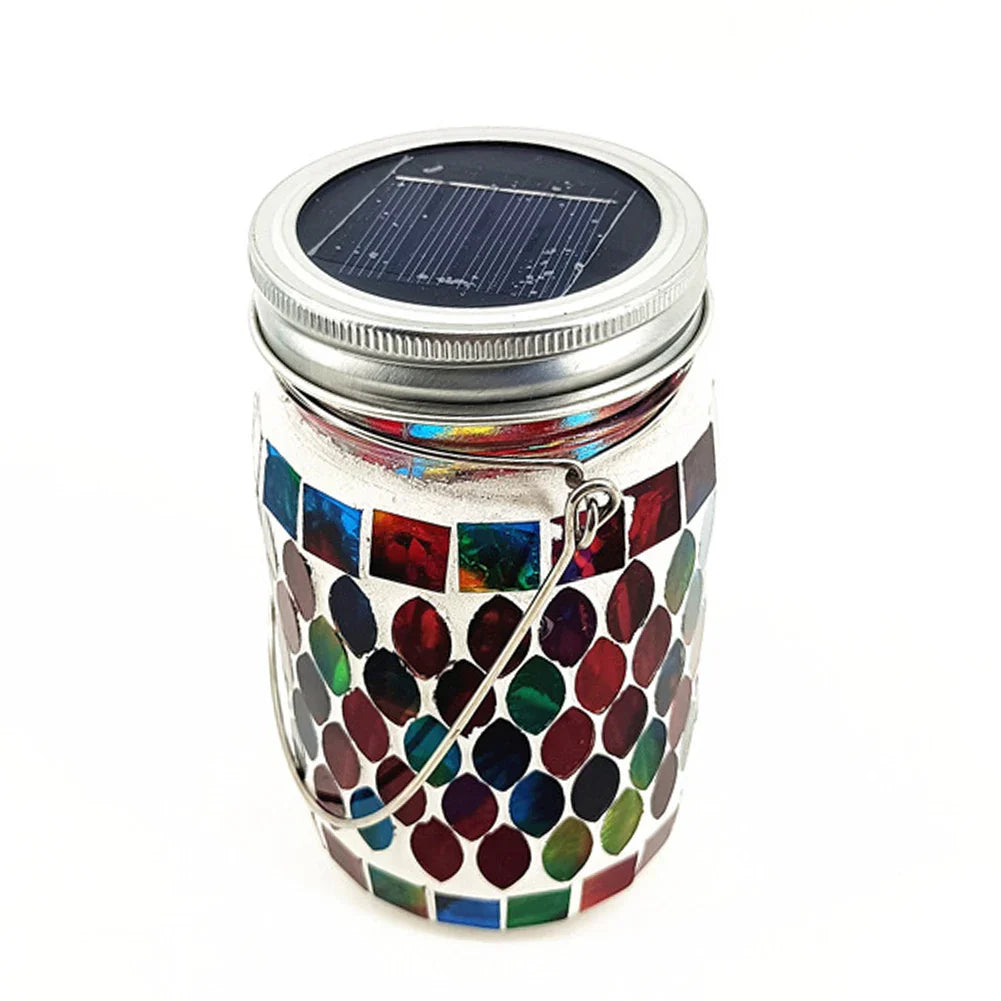 Carvallo LumoMosa Solarlaterne Mosaik LED | Hänglampa för trädgård och terrass | Vattentålig & Bärbar | 13 cm Hög