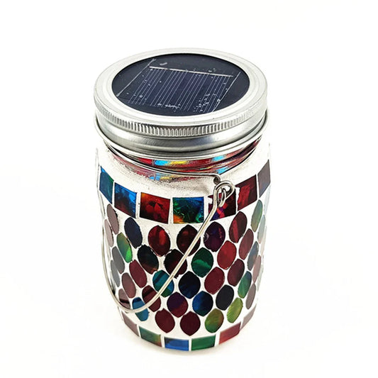 Carvallo LumoMosa Solarlaterne Mosaik LED | Hänglampa för trädgård och terrass | Vattentålig & Bärbar | 13 cm Hög