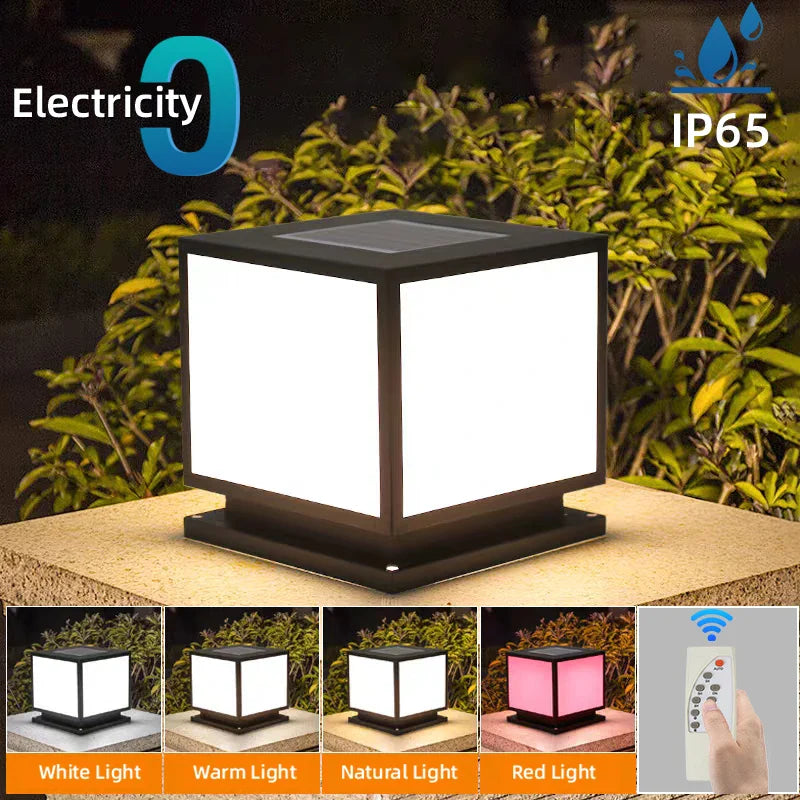 Carvallo PillarGlow Solarljusstolpe LED med fjärrkontroll & timer – IP65 Vattentålig