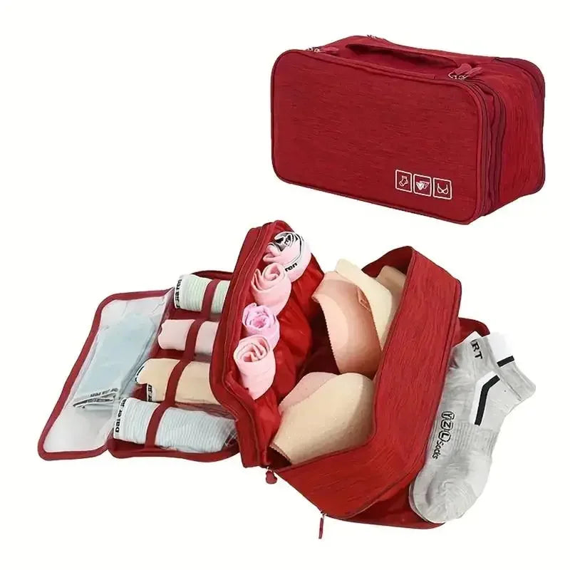 Carvallo Fällbar Underklädesresväska i vattenavvisande tyg | BH- & Trosorganisatör för resor | Bagageorganisatör för damer & herrar | Tvättväska med fack