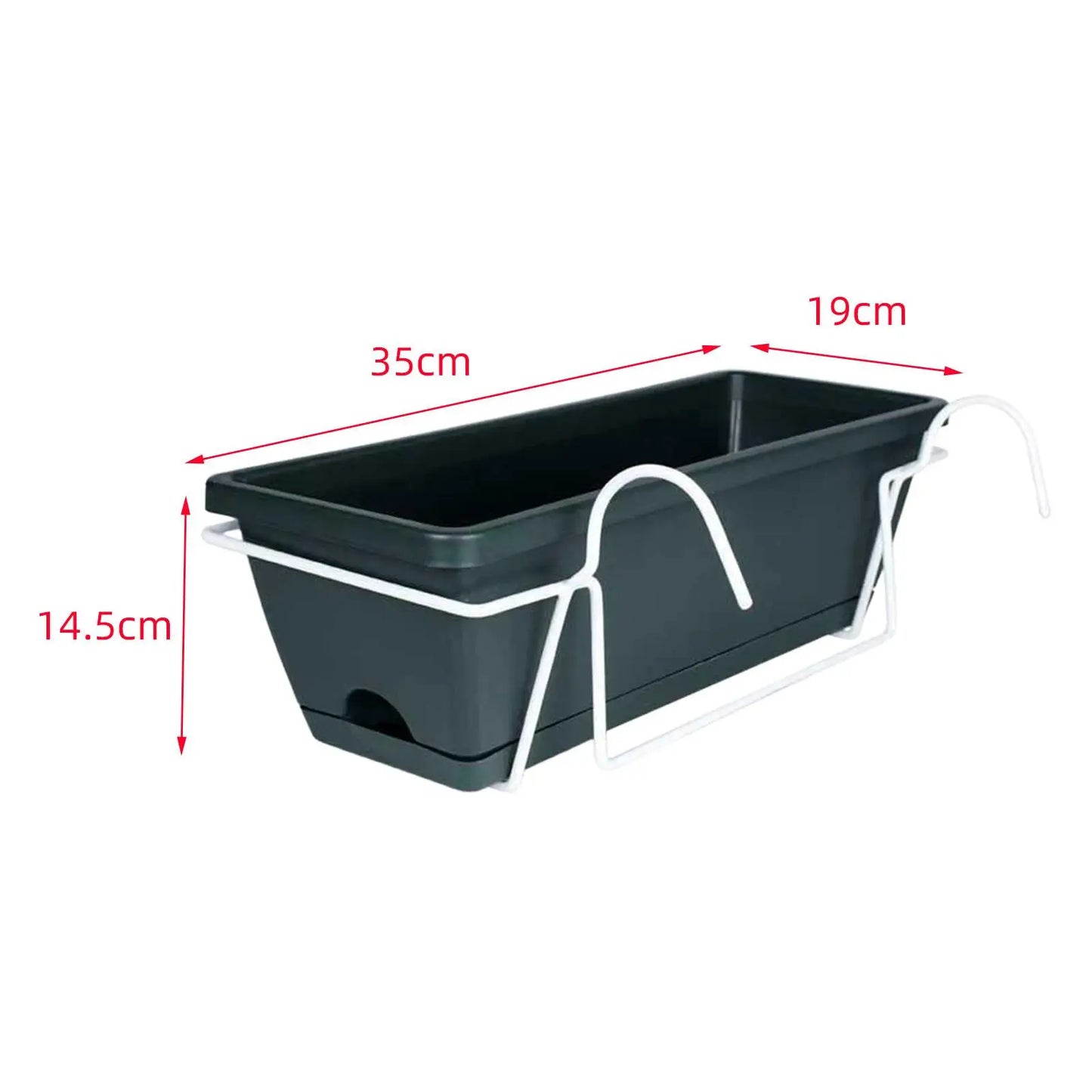 Carvallo planter box | For balcony railing | With drainage tray & suspension | Robust & weatherproof