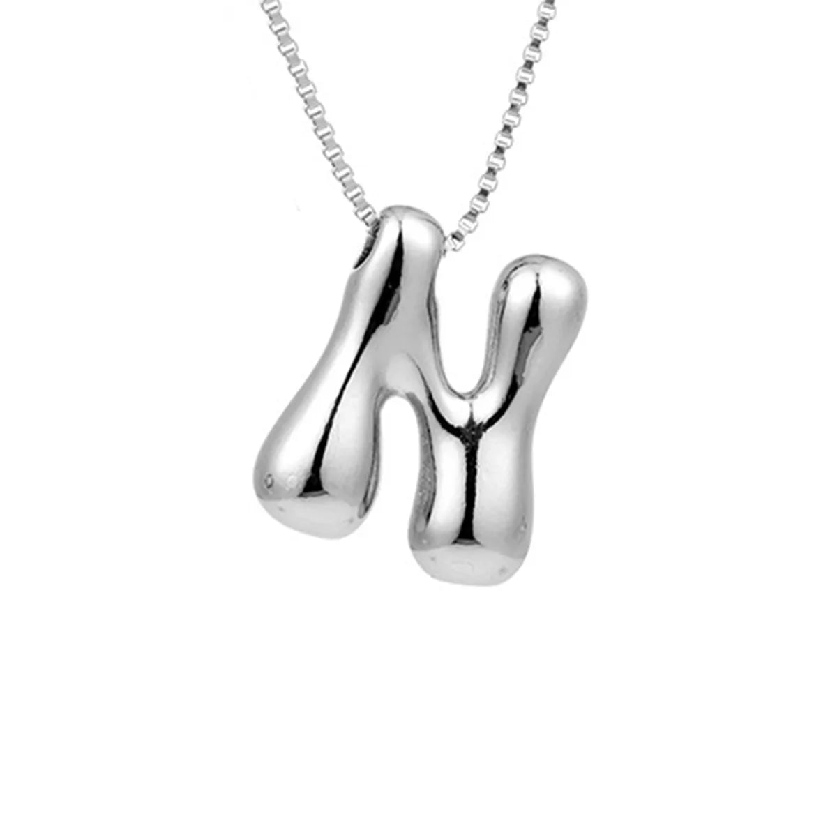 Royelux A-Z Ballong Bubbel Bokstav Hänge Halsband – Silver Chunky Initial Smycken