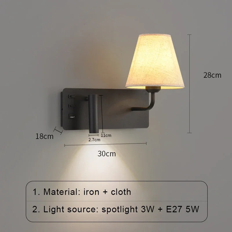 LuminoWall - Modern vägglampa med USB och läslampa