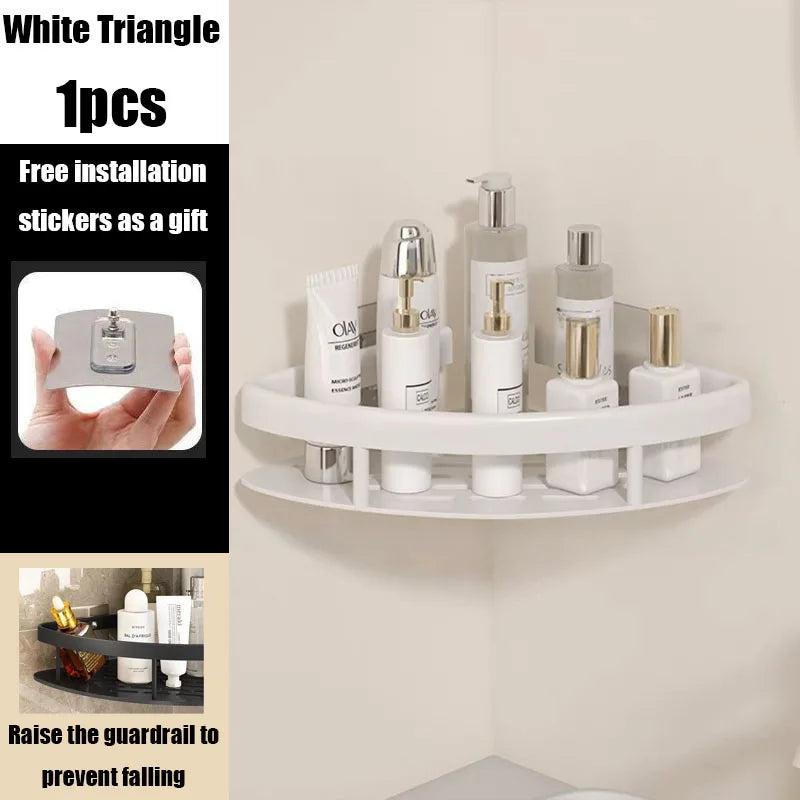 Carvallo Pro | Hörnduschhylla utan borrning | Aluminium | Rostfritt & Hållbart | Badrregal i Svart, Vitt, Silver eller Svart-Guld