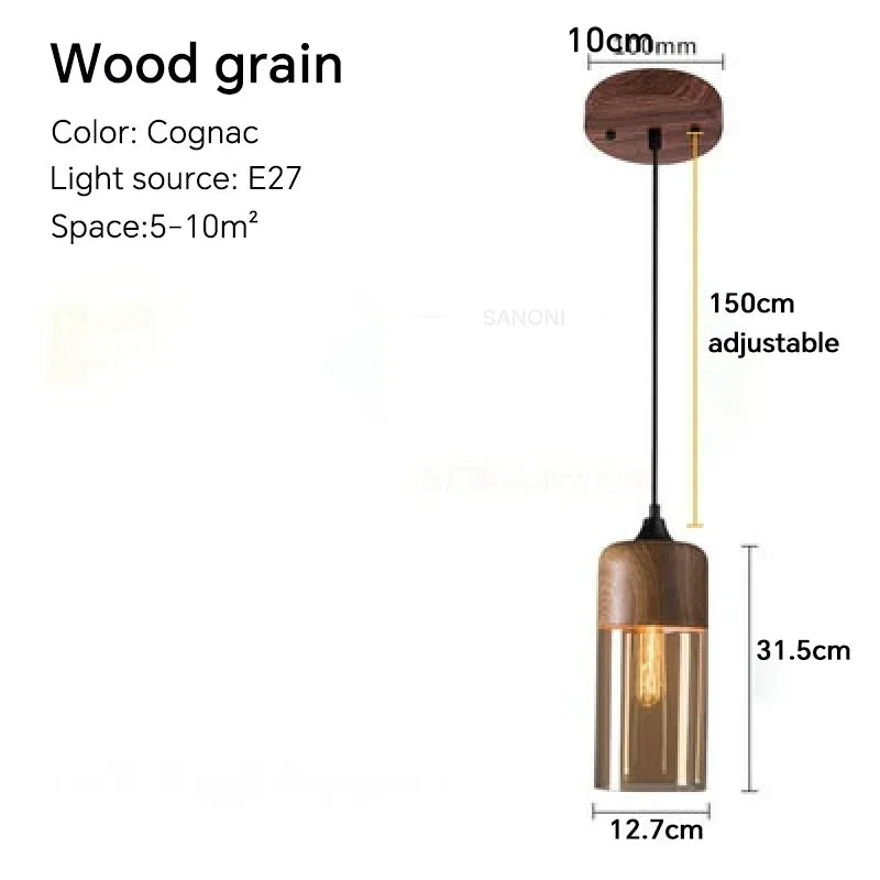 Nordic Wood Glas Pendel Ljuskrona – Modern Hängande Lampa