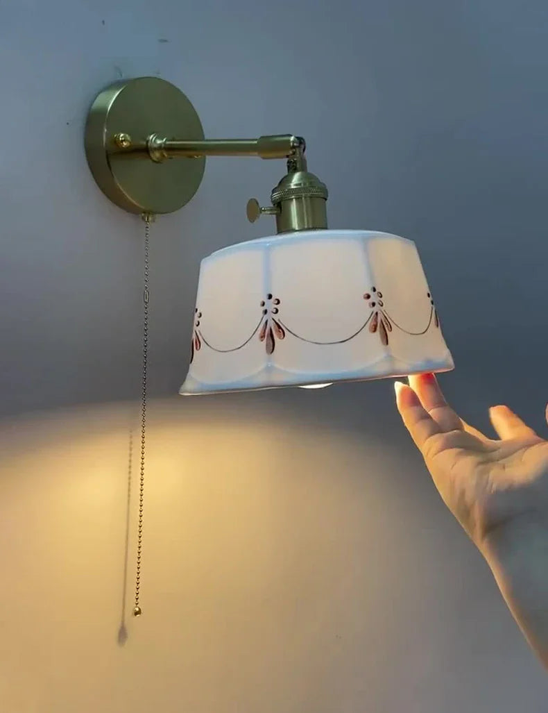 ZenGlow - Japansk Retro Vägglampa med Dragströmbrytare