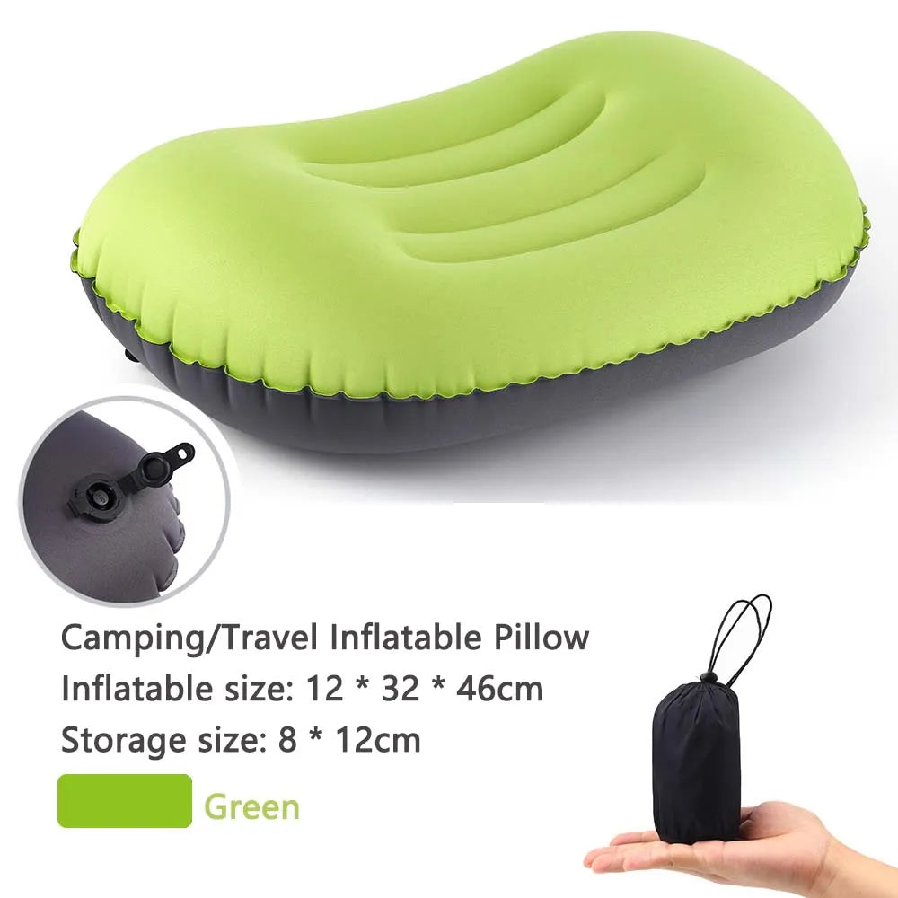 Carvallo Uppblåsbart Utomhus kudd | Komprimerbar & Fällbar | Nackstöd för Camping, Vandring & Resor