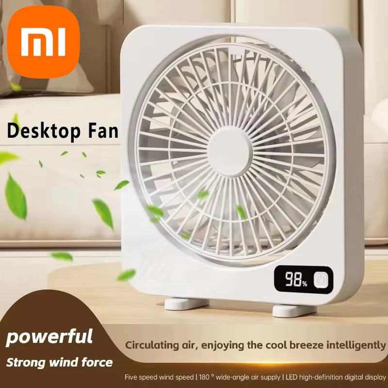 Carvallo USB-bordfläkt | 5-trins digital skærm | Bærbar & stille | Til kontor, skole & hjemme