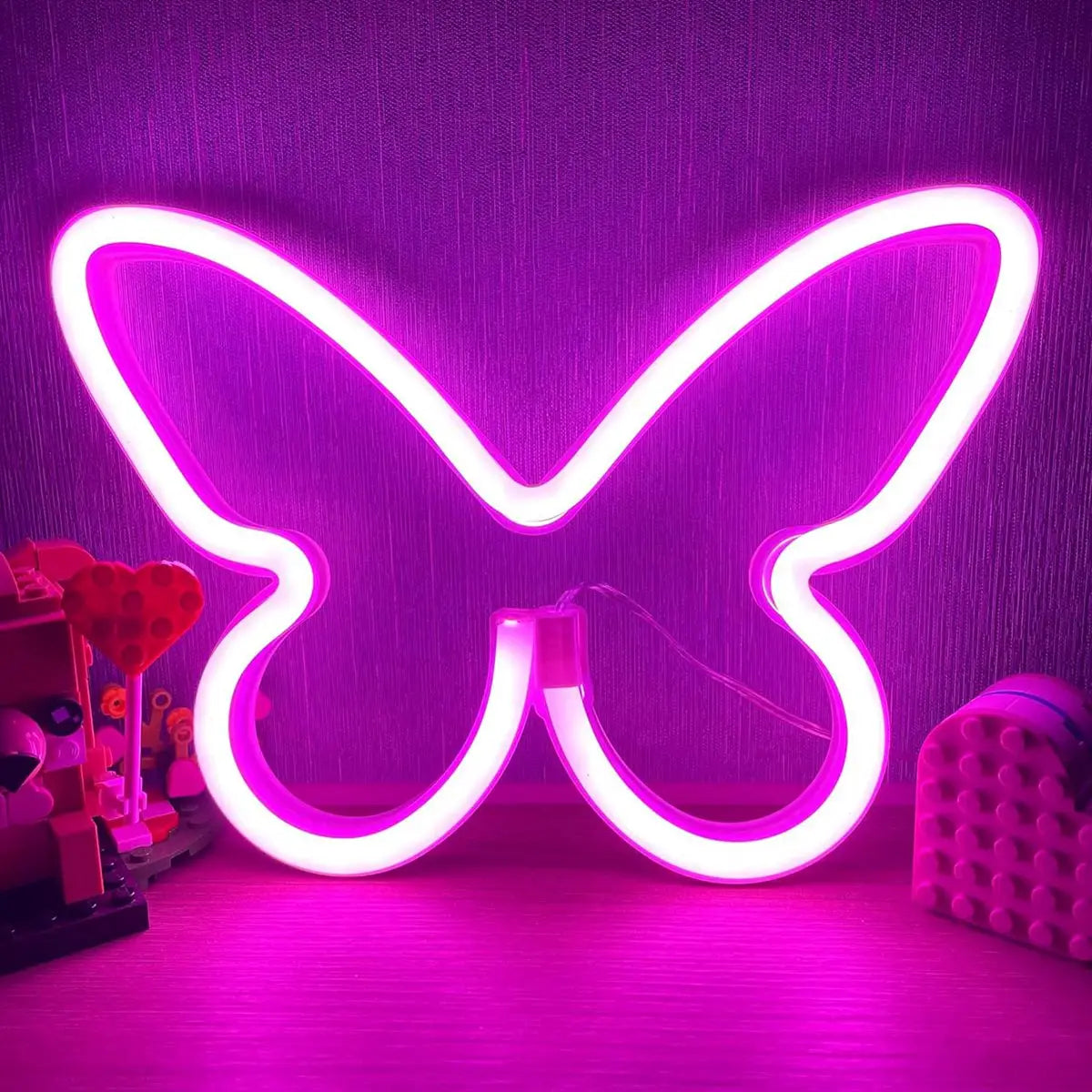 GlowWings - LED Fjärilslampa, Färgglad Neon Dekoration för Barnrum och Sovrum