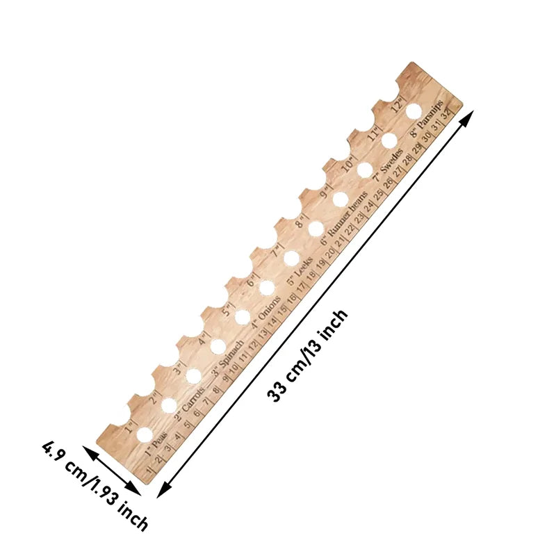 Carvallo NaturLinjal Växtlinjal av trä | 33×4,9 cm | Såddavstånd-hjälp med cm/tum-skala | För precis trädgårdsarbete & jämn sådd