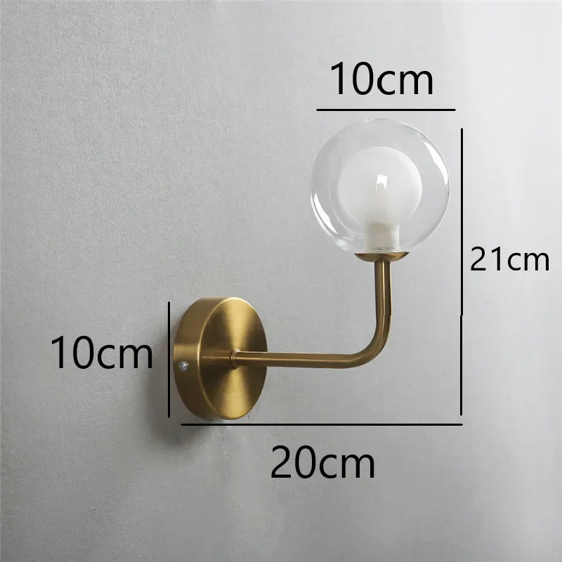 NordicLuxe - Glas Vägglampa - Modern LED Lampa för Sovrum och Vardagsrum