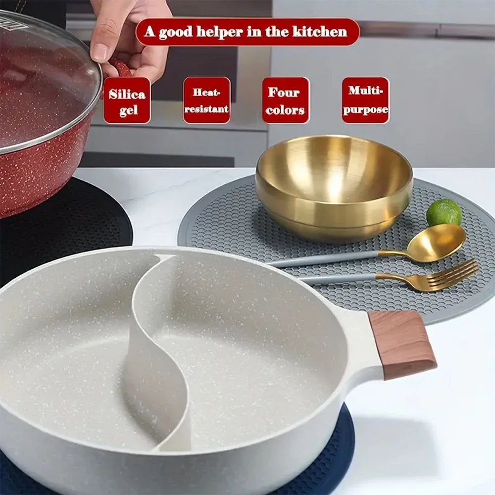 Carvallo-underlägg HexaGrip 25 | Ø 25 cm | Värmebeständig bikake-matta | Rutschfri & flexibel | För kastruller, stekpannor & tallrikar