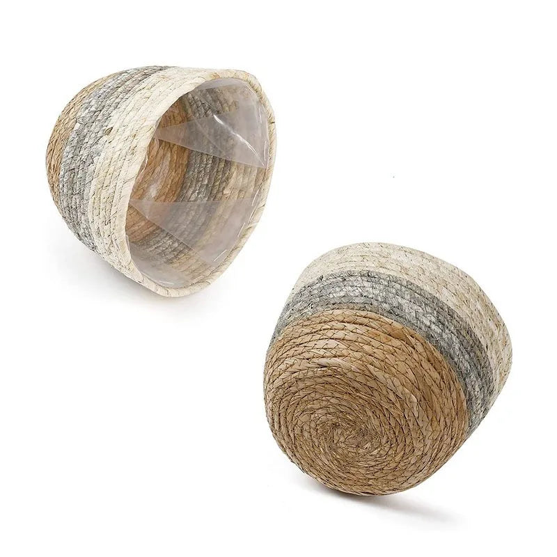 Carvallo LeafBasket växtkorg av naturfiber | Handflätad & Robust | För golv & Bord | Boho Dekor för Hemma & Kontor