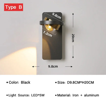 BrightTurn - Modern LED Vägglampa med Rotationsdesign för Sovrum och Vardagsrum