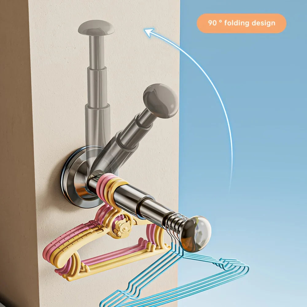 Carvallo FlexiHang | Teleskopfäste med sugkopp | Justerbar & borrfri | För badrum, hall & tvättstuga