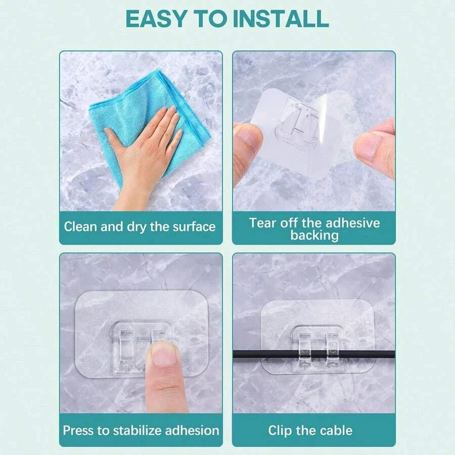 Carvallo Krok CLIPNOVA ClearFix | 20/40 stycken | Transparent & Residulfri | Utomhus & Inomhus | Ljusslingor, Kablar & Dekor