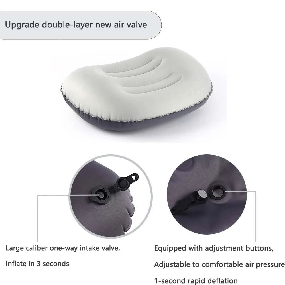 Carvallo Uppblåsbart Utomhus kudd | Komprimerbar & Fällbar | Nackstöd för Camping, Vandring & Resor