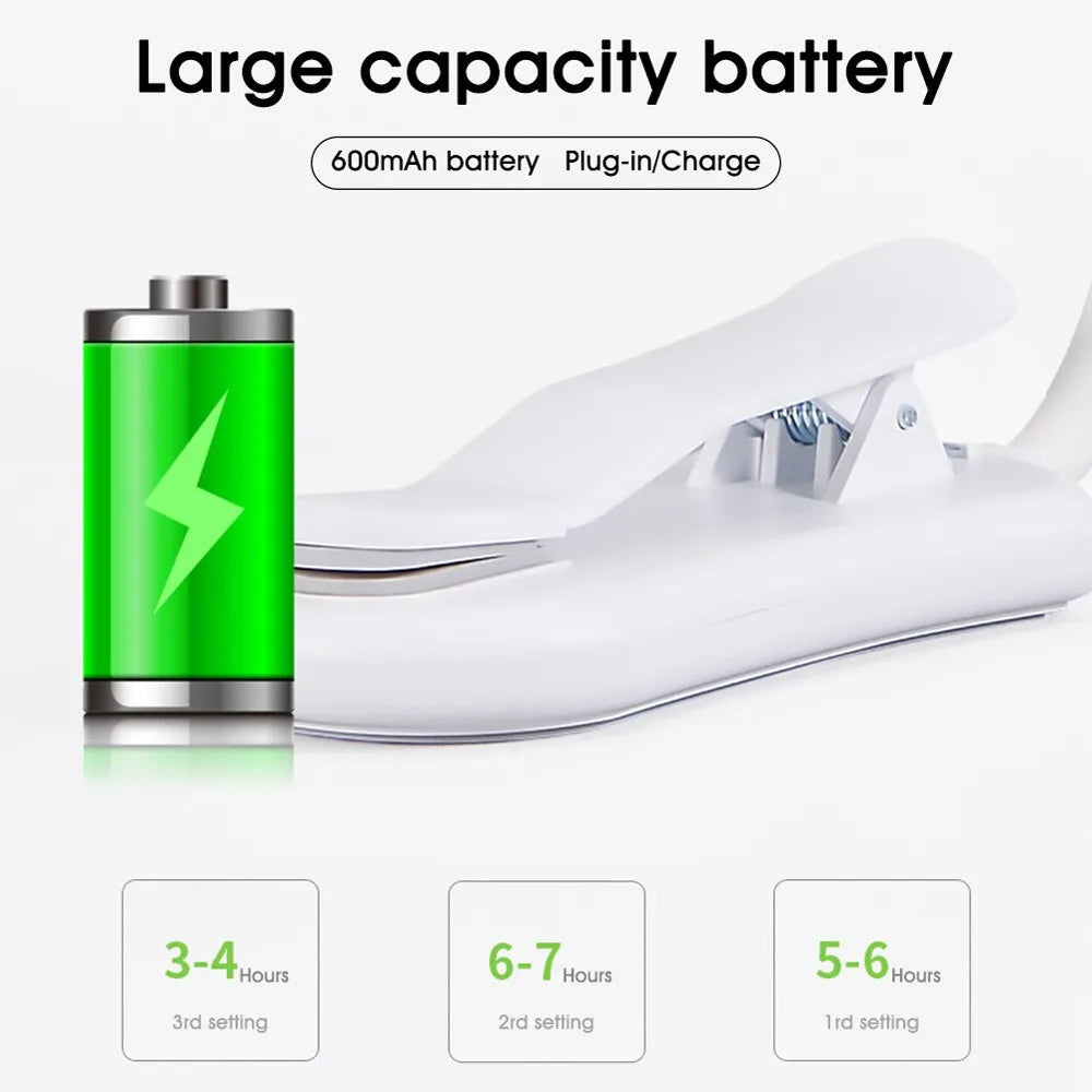 Carvallo 7 LED Lampa för läsning | USB uppladdningsbar | 3 färgtemperaturer & 9 ljusstyrkenivåer | Flexibel & skonsam för ögonen