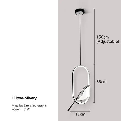 Svart Nordisk Skata LED Pendellampa – Stilig Inomhuschandelier för Kök och Sovrum Belysning