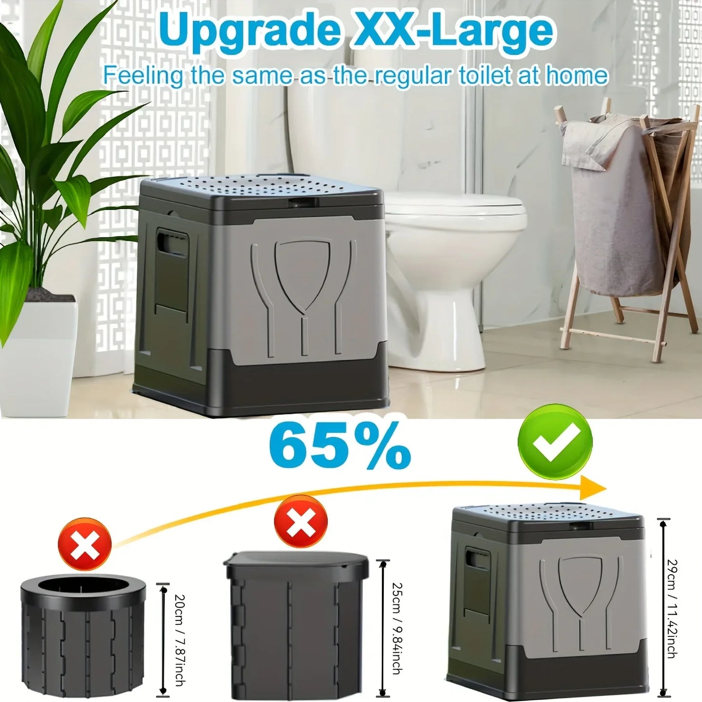 Carvallo Campingtoalett Camploo XL | Bärbar med lock | Extra Stor & Stabil | För Utomhus, Resa & Båt