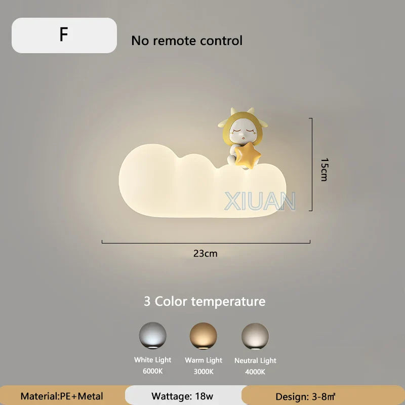 KinderDroom - LED Vägglampa för Barnrum med Tecknade Djurdesign