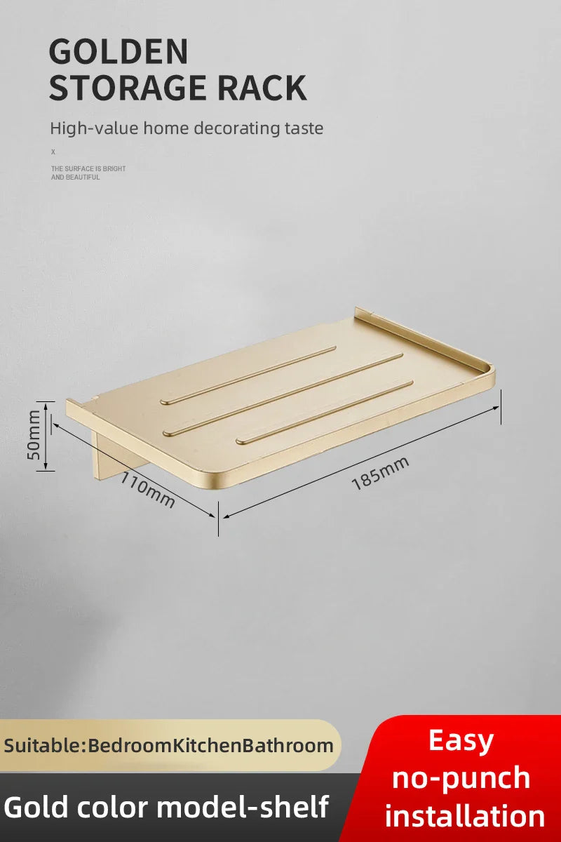 Carvallo DuschLine Duschablage Svart | Vägghylla i ABS-plast | Utan borrning | Med mobilhållare | Modernt bad-organisationstalanger