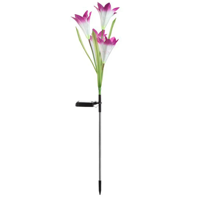 Carvallo SolarBloom Solar Trädgårdslampor LED Liljor | Dekolampa med ljussensor | För gård, gräsmatta & fester | Röd & Lila