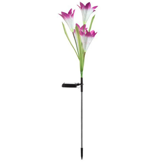 Carvallo SolarBloom Solar Trädgårdslampor LED Liljor | Dekolampa med ljussensor | För gård, gräsmatta & fester | Röd & Lila