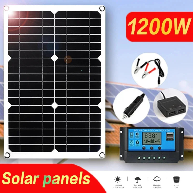 Carvallo Solpanel 1200W | Flexibel 12V Laddpanel | 2x USB & 100A Laddregulator | Utomhus Camping