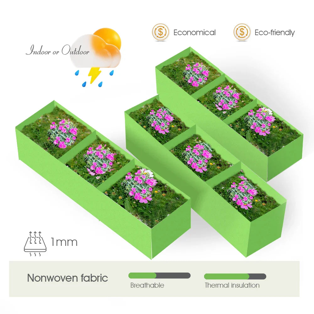 Carvallo GrowZone 21 Höjd bädd planteringspåse 90x30x20 cm | 21 Gallon | 3-kammarsystem | Andningsbart tyg med dränering | Fällbar & Återanvändbar