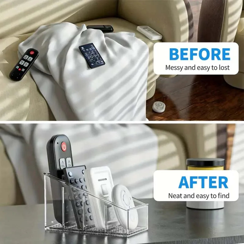 Carvallo Organizer BambuGrid 4-fack | Fjärrkontrollhållare & Förvaringsbox | Bambu & Plast | För Kontor, Bad & Vardagsrum