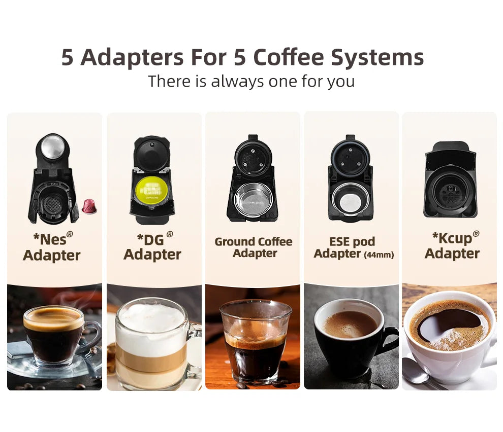 5-i-1 Kaffemaskin – 19-Bar Flerkapsel Bryggare