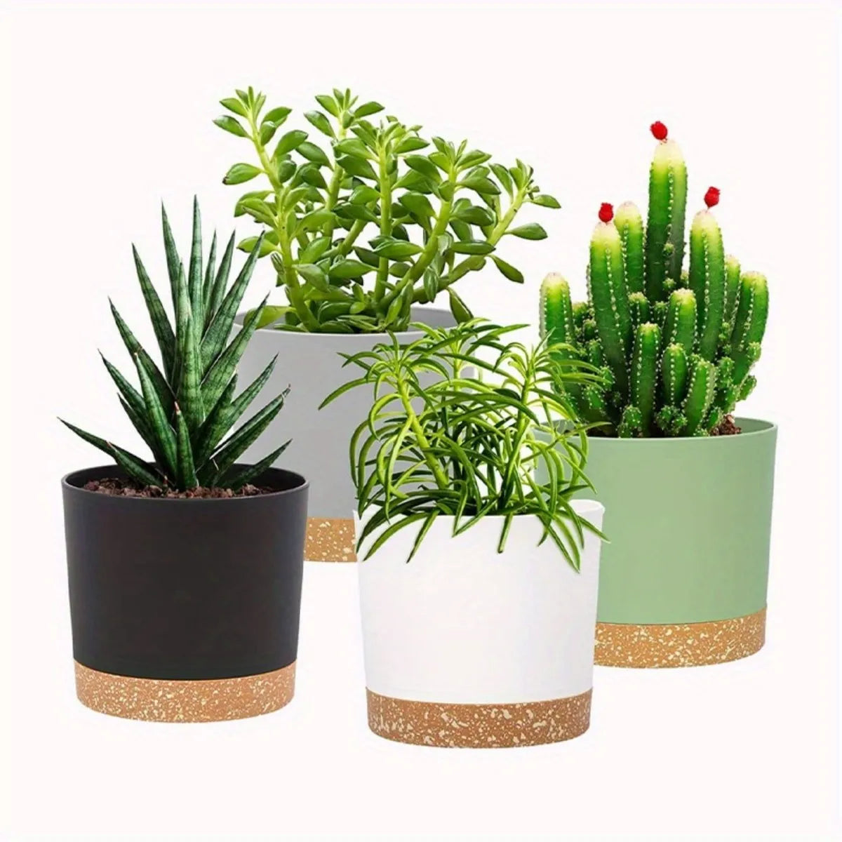 Carvallo Planter med Avtagbart Botten | Andningsbar Blomkruka | Självvattnande & Korrosionsbeständig | 4-pack