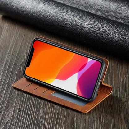 Läder iPhone Plånbok Fodral med Kortfack