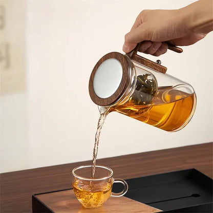 Auréa Glas Teapot – Lyxig Infuser med Trähandtag