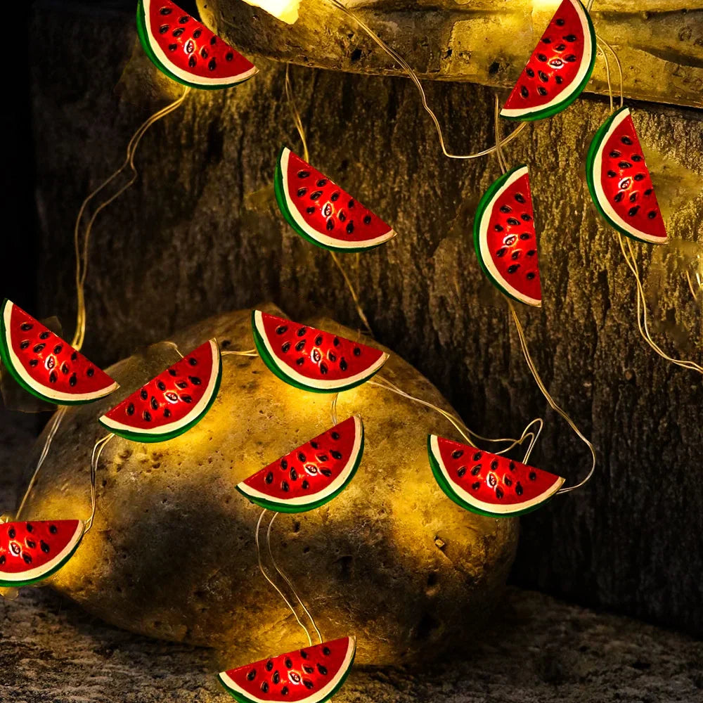 Carvallo Vattenmelon Ljuskedja | 20 LEDs | Batteridriven & Färgglad | 2 Meter | Sommar-dekor för Trädgård & Fest