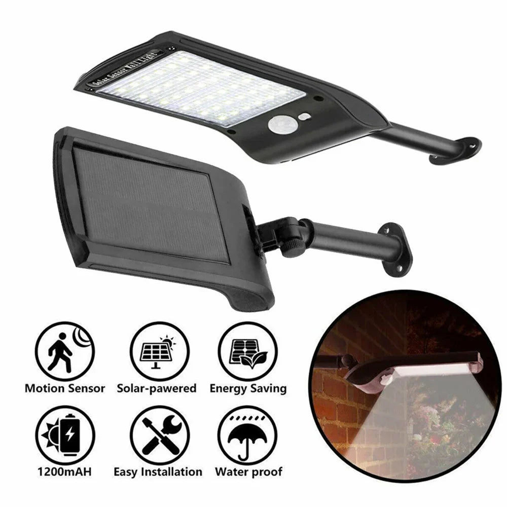 Carvallo 36 | 180° Svängbar | Rörelsesensor | 36 LEDs | IP65 Solarsäkerhetsljus