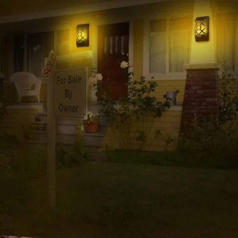 Carvallo-Fackel FlammaLuce | 96 LED Flammljus | IP65 Vattentät | Trädgårdsvägglampa med gitterdesign