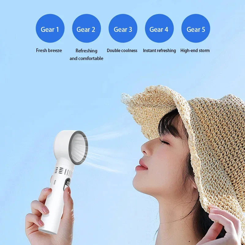 Carvallo Bladeless Handfläkt med Digitaldisplay | 100-Stegs Vindkraft | USB-laddning & 3000mAh Batteri | Bärbar Turbofläkt