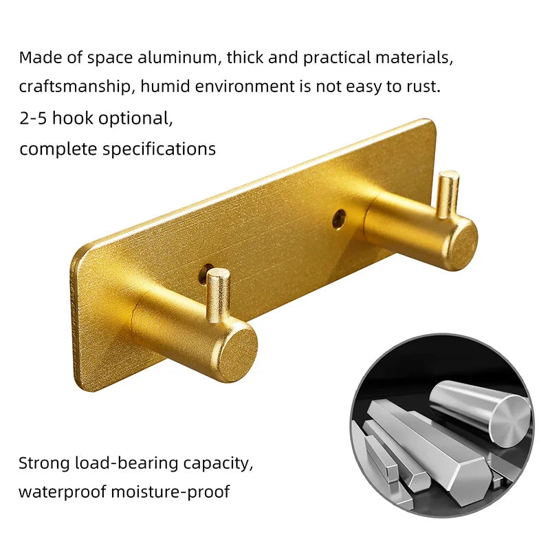 Carvallo Väggkrok Hookora | Rostfritt stål 304 borstade | Utan borrning | Lastkapacitet upp till 3 kg | Vattentät & Rostfri