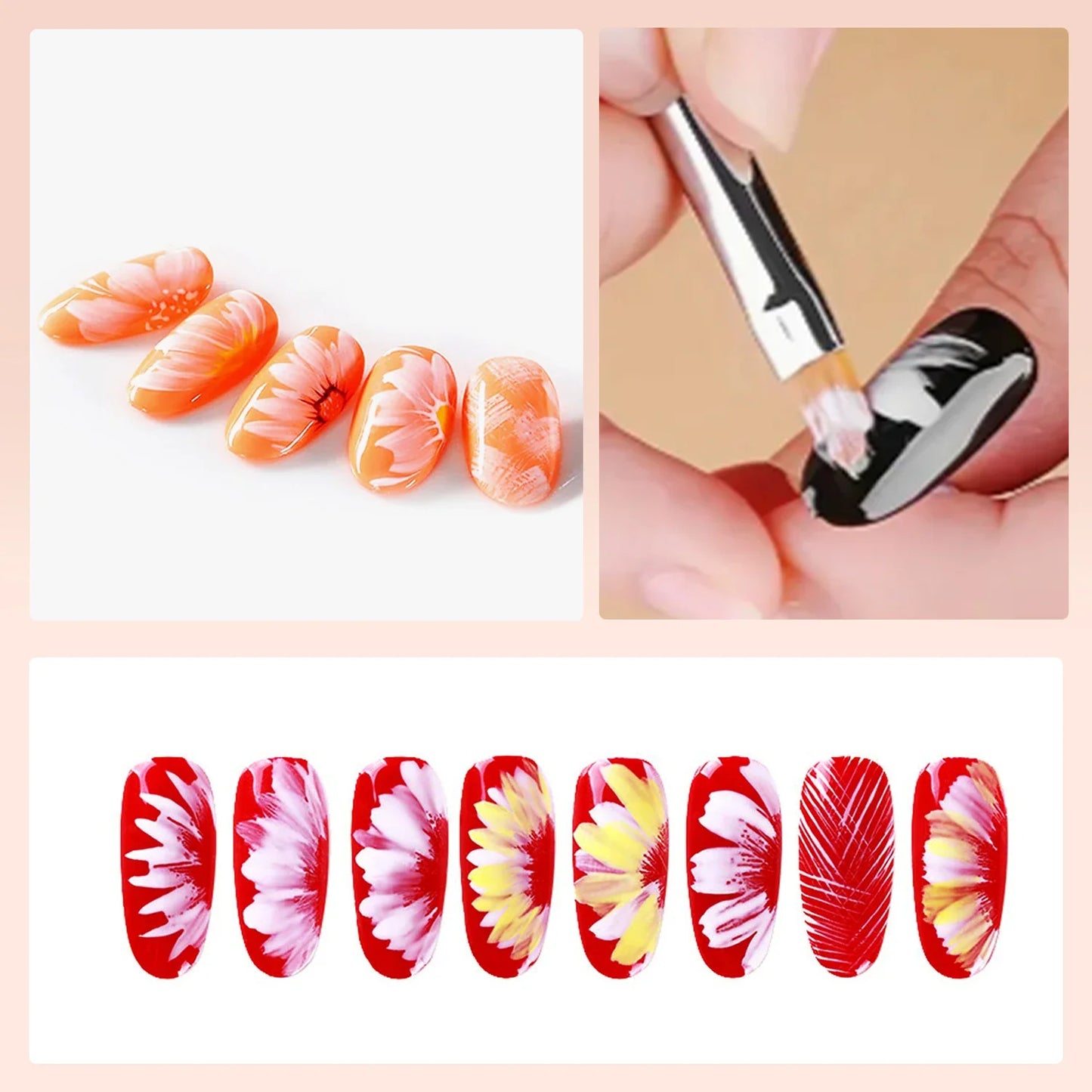 Carvallo-penselsæt NailMuse 8-pak | Fine detaljpenner til gel og neglekunst | Træhåndtag | Fås i 5 farver