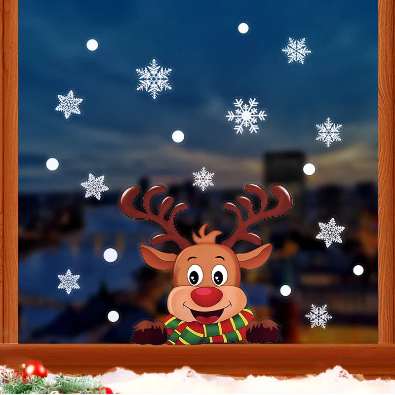 Fönsterdekoration - Festlig dekoration med jultomte och djur för en mysig jul