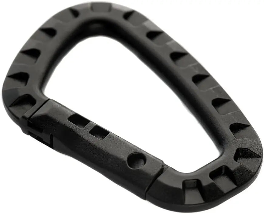 Carvallo 5-pack Taktiska karbinhakar D-form 8,5 × 6 cm | Molle-kompatibla plastklipp med fjädermekanism | Lätta & hållbara för camping, vandring & EDC