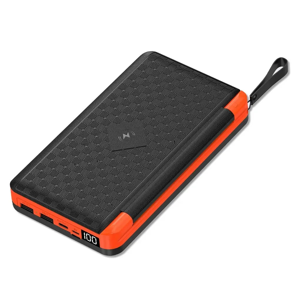 Carvallo Powerbank VoltMate Flip 15W | 10.000/20.000mAh | Trådlös Qi-laddning | Solpanel hopfällbar | Vattentålig & Stöttålig