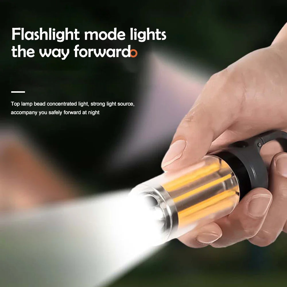 Carvallo Uppladdningsbar LED Campinglampa | 360° Belysning & Powerbank | Dimbara Läge för Belysning | Med Sol- & USB-Laddning