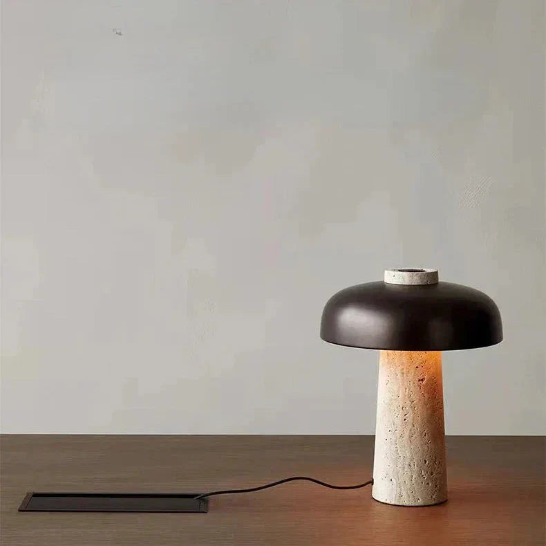 Travertine Lampa med Natursten Bas