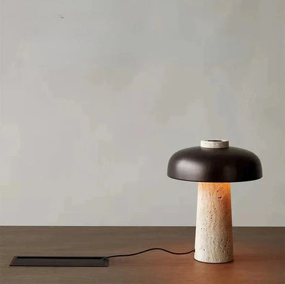 Travertine Lampa med Natursten Bas