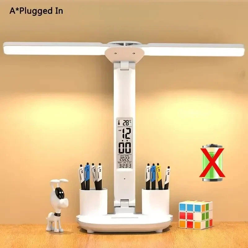 Carvallo-bordlampa LumiBreeze | Med fläkt, klocka & 3 ljusfärger | USB-laddningsbar | 3200 mAh batteri | Touch-kontroll