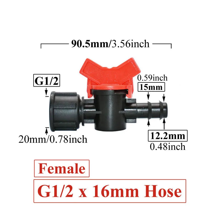 Carvallo FlowTura ConnectPro | Mini-kula ventil med slanganslutning och gänga | För trädgård, PE-slang och droppbevattning